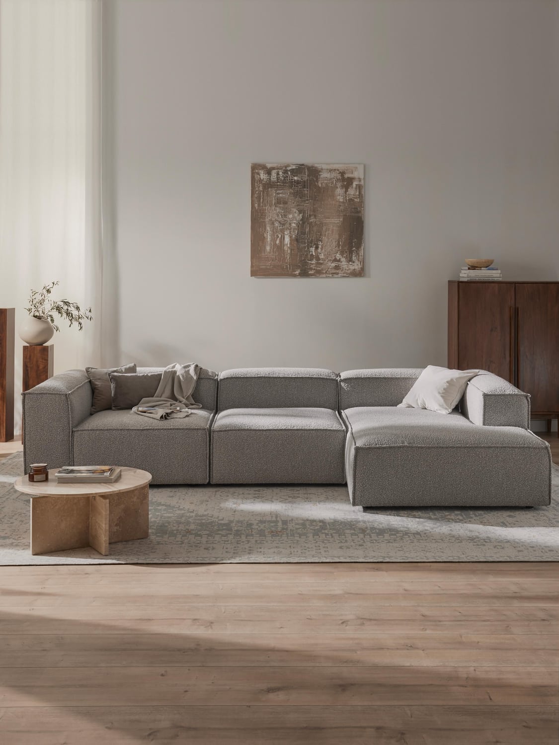 Lennon Modular Bouclé Corner Sofa (4-seater) — Grey