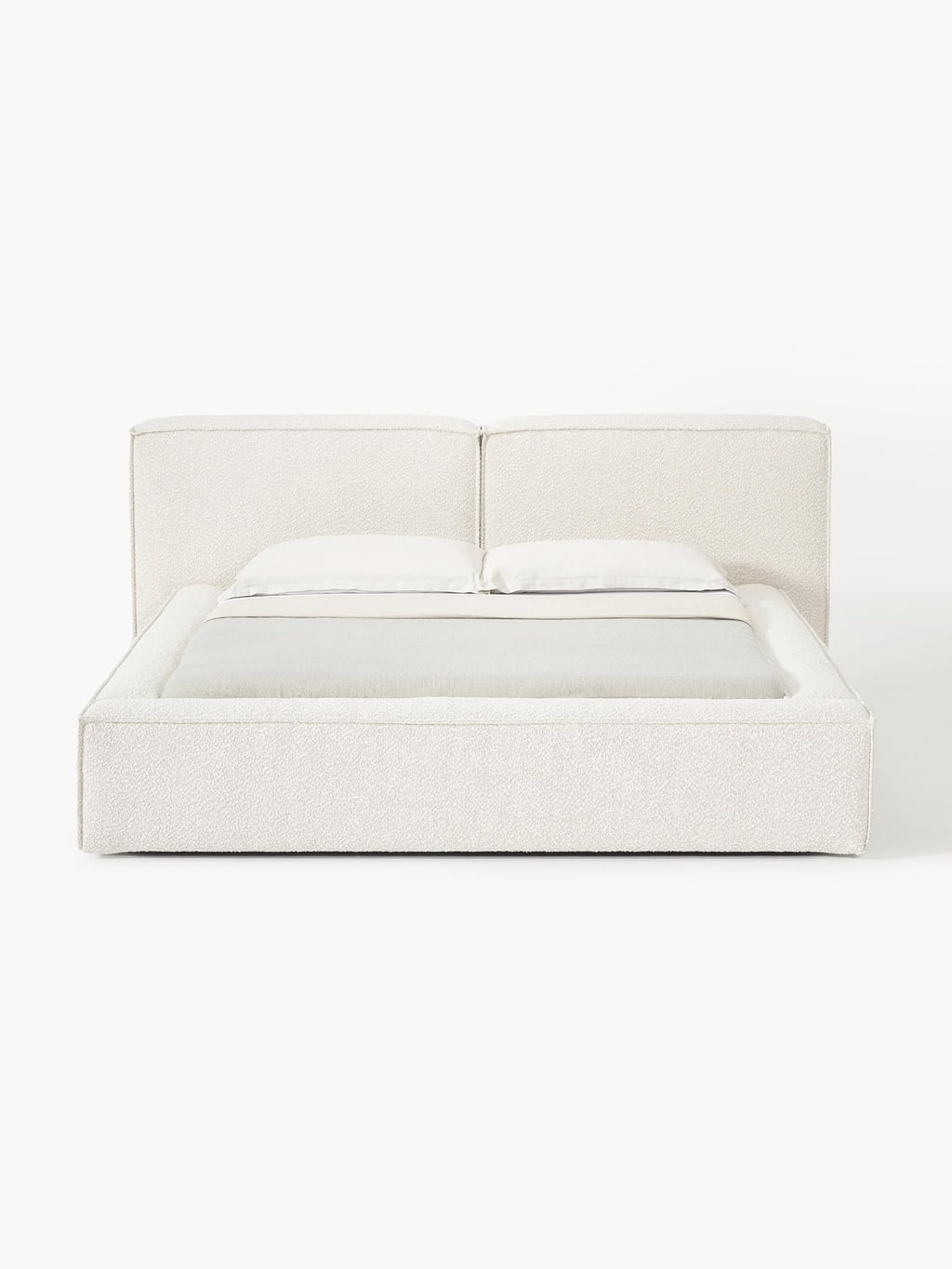 Lennon Bouclé Upholstered Bed with Storage — Off-White