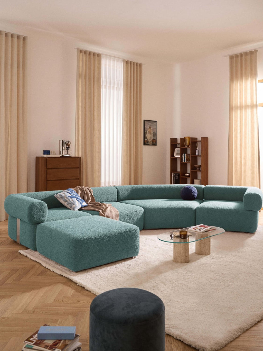 Anton Round Bouclé Corner Module — Grey