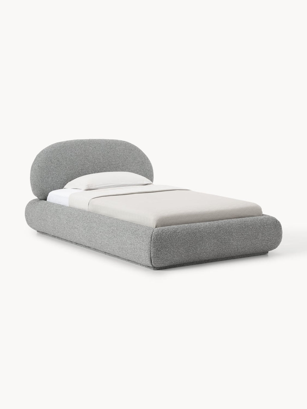 Alba Bouclé-Upholstered Single Bed — Lilac