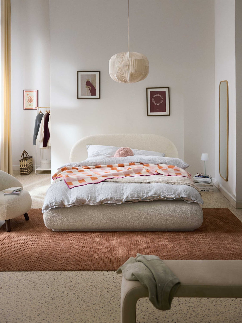 Alba Bouclé Upholstered Bed — Off-White