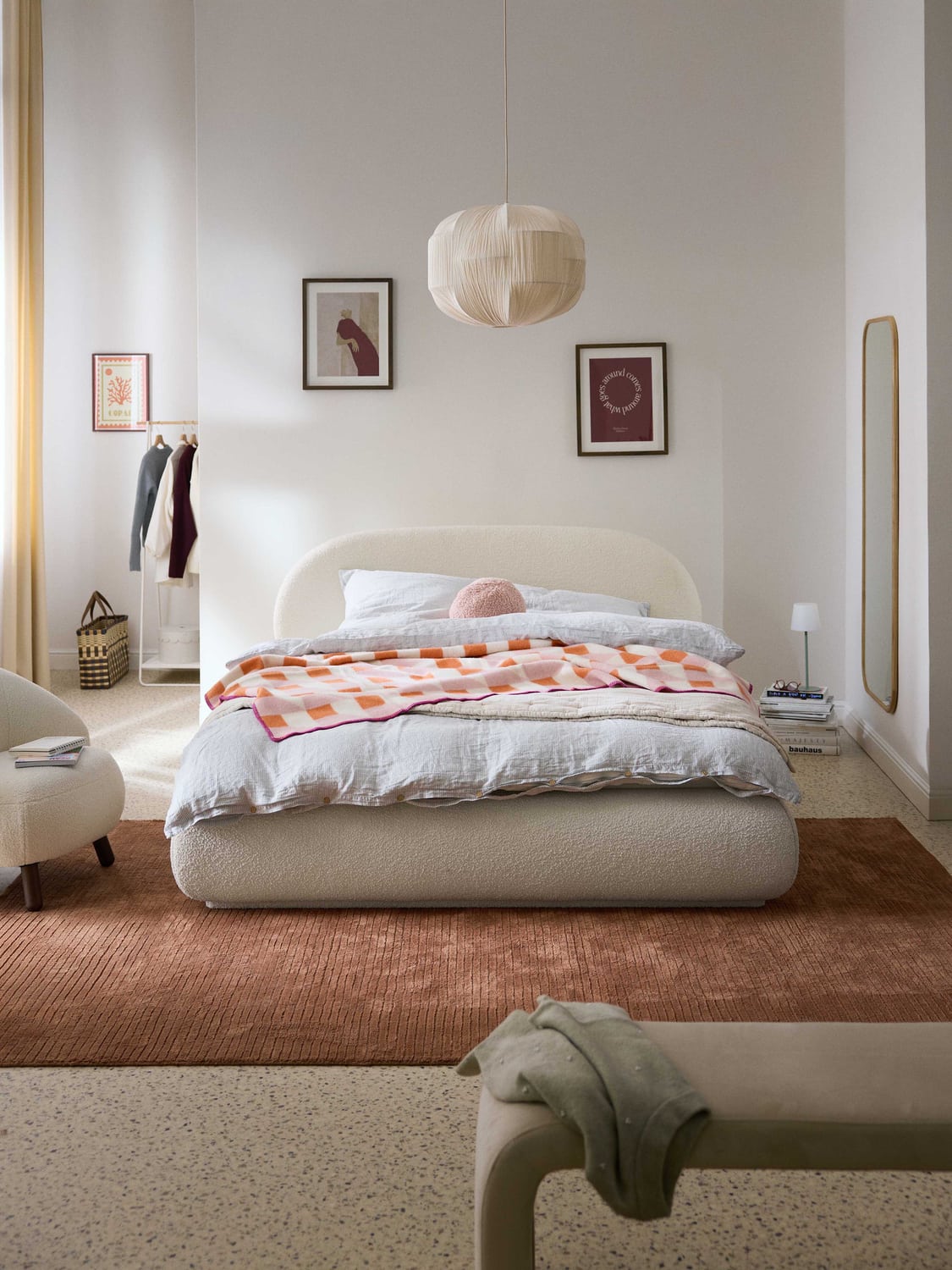 Alba Bouclé Upholstered Bed — Off-White