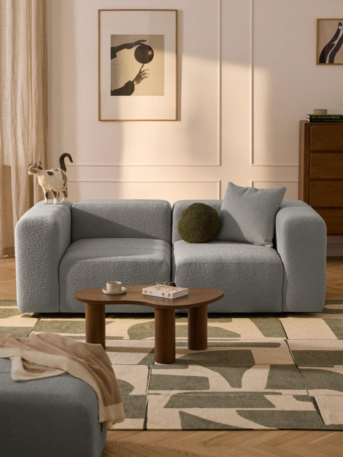 Lena Modular Bouclé Sofa (3-seater) — Taupe