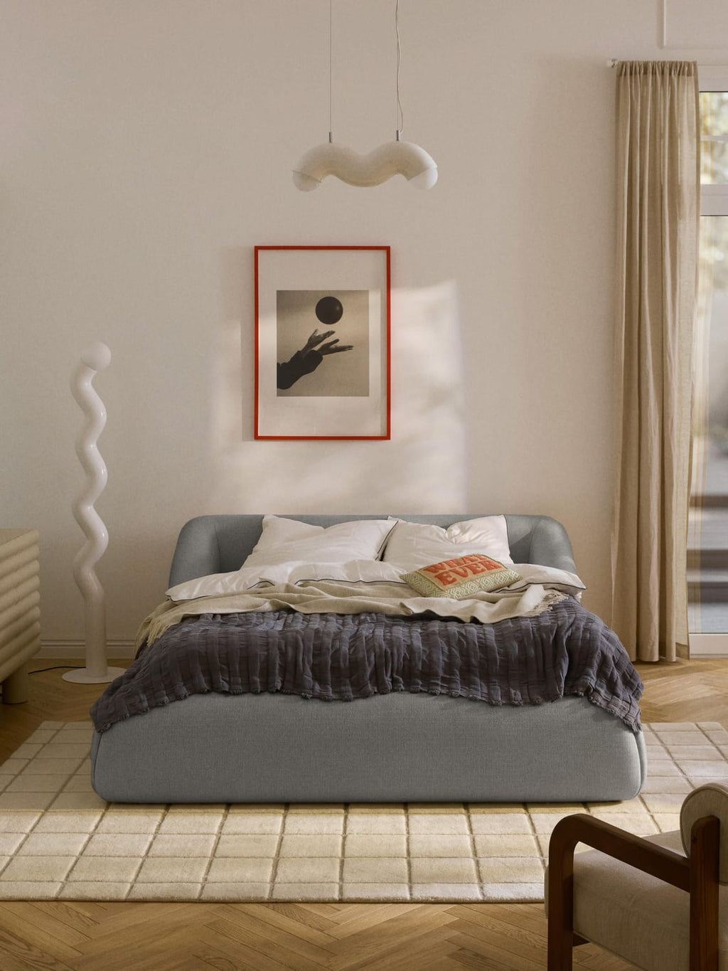 Sofia Upholstered Bed — Oatmeal