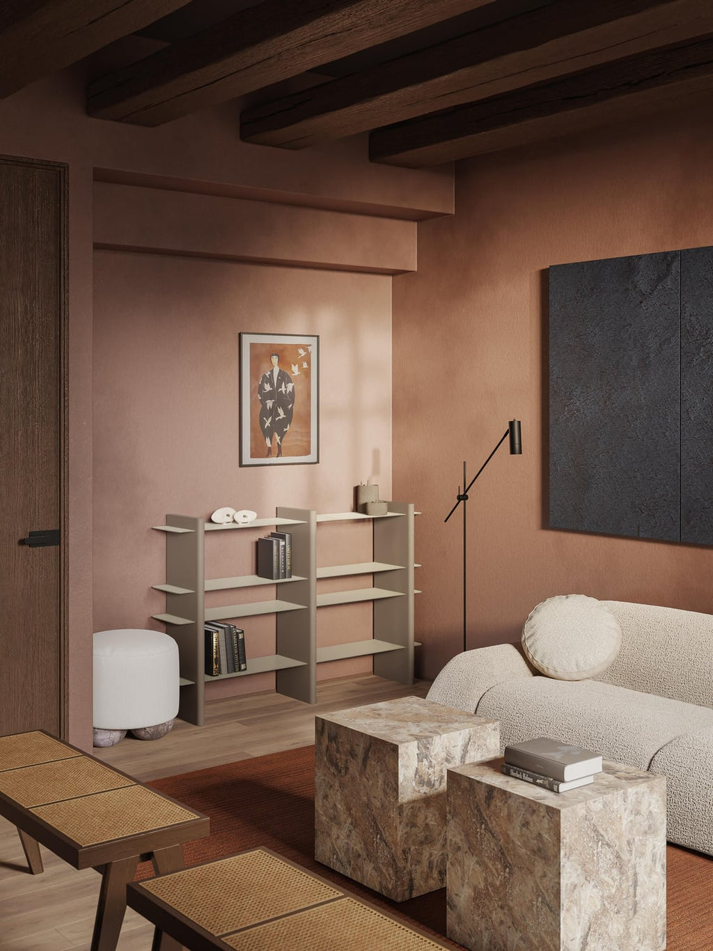Rami Shelving Unit with Metal Elements — Warm Grey