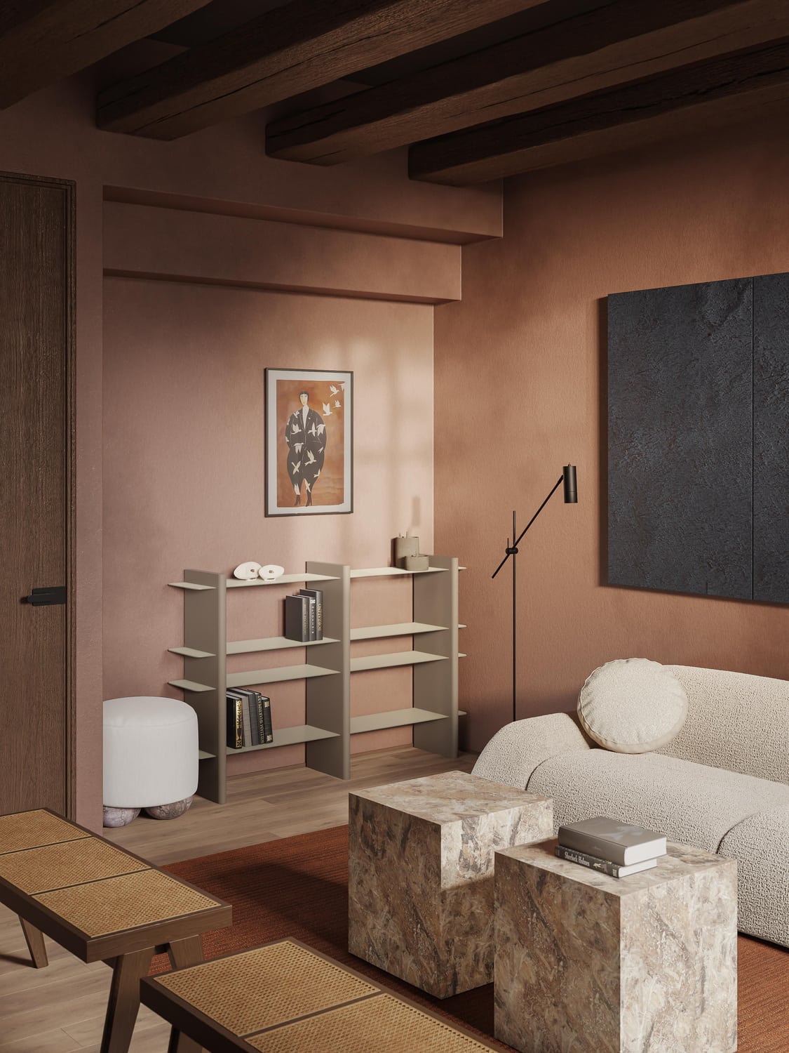 Rami Shelving Unit with Metal Elements — Warm Grey