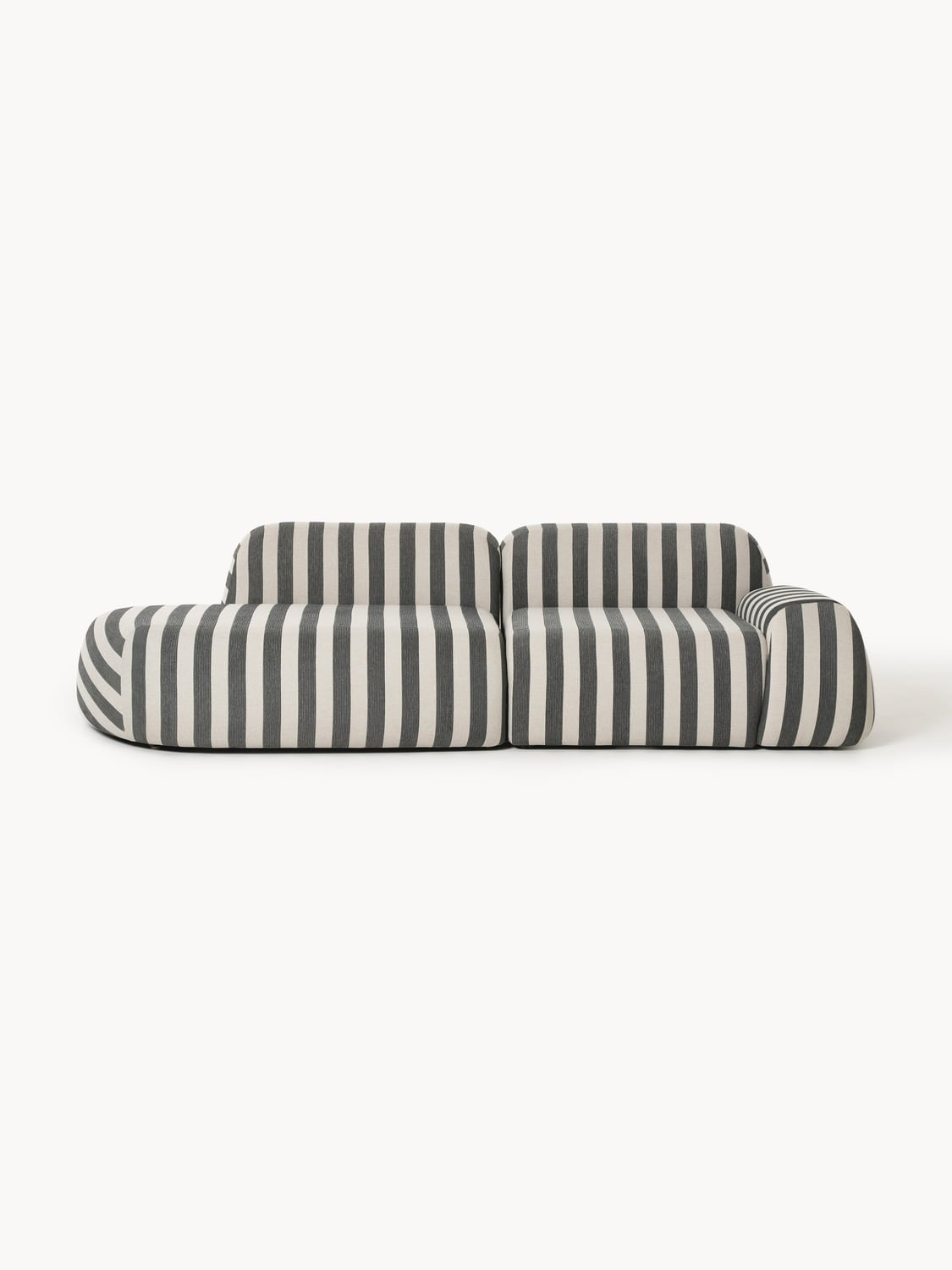 Wolke Modular Striped Chaise (3-seater) — Grey