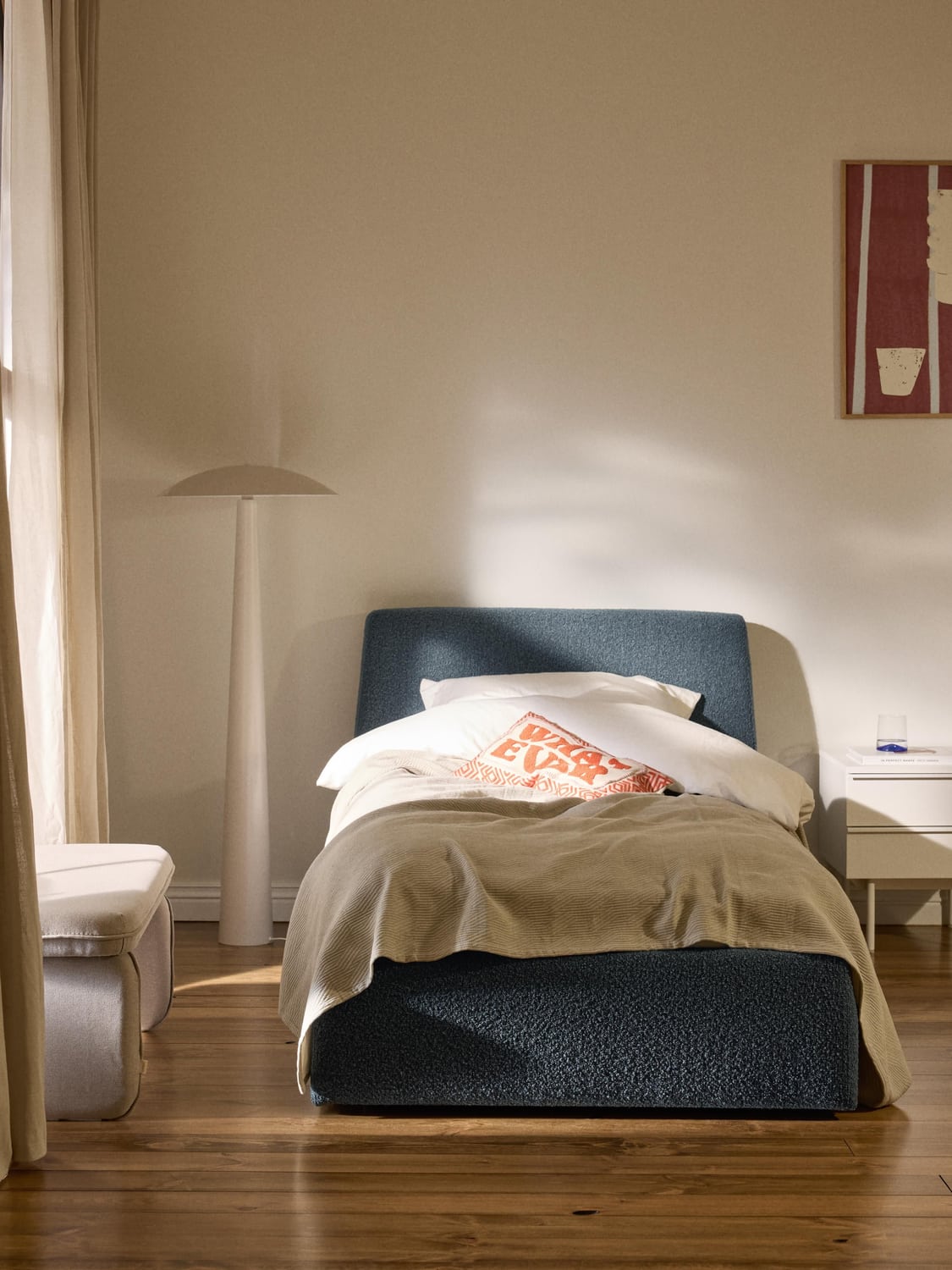 Cloud Bouclé-Single Bed — Mushroom
