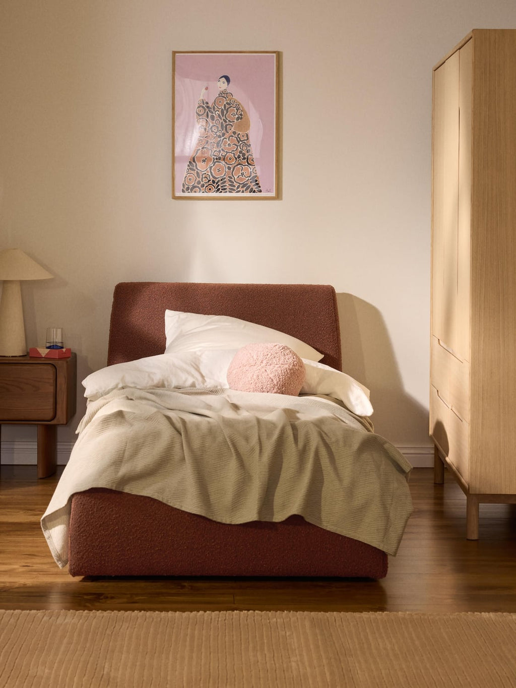 Cloud Bouclé-Single Bed — Clay