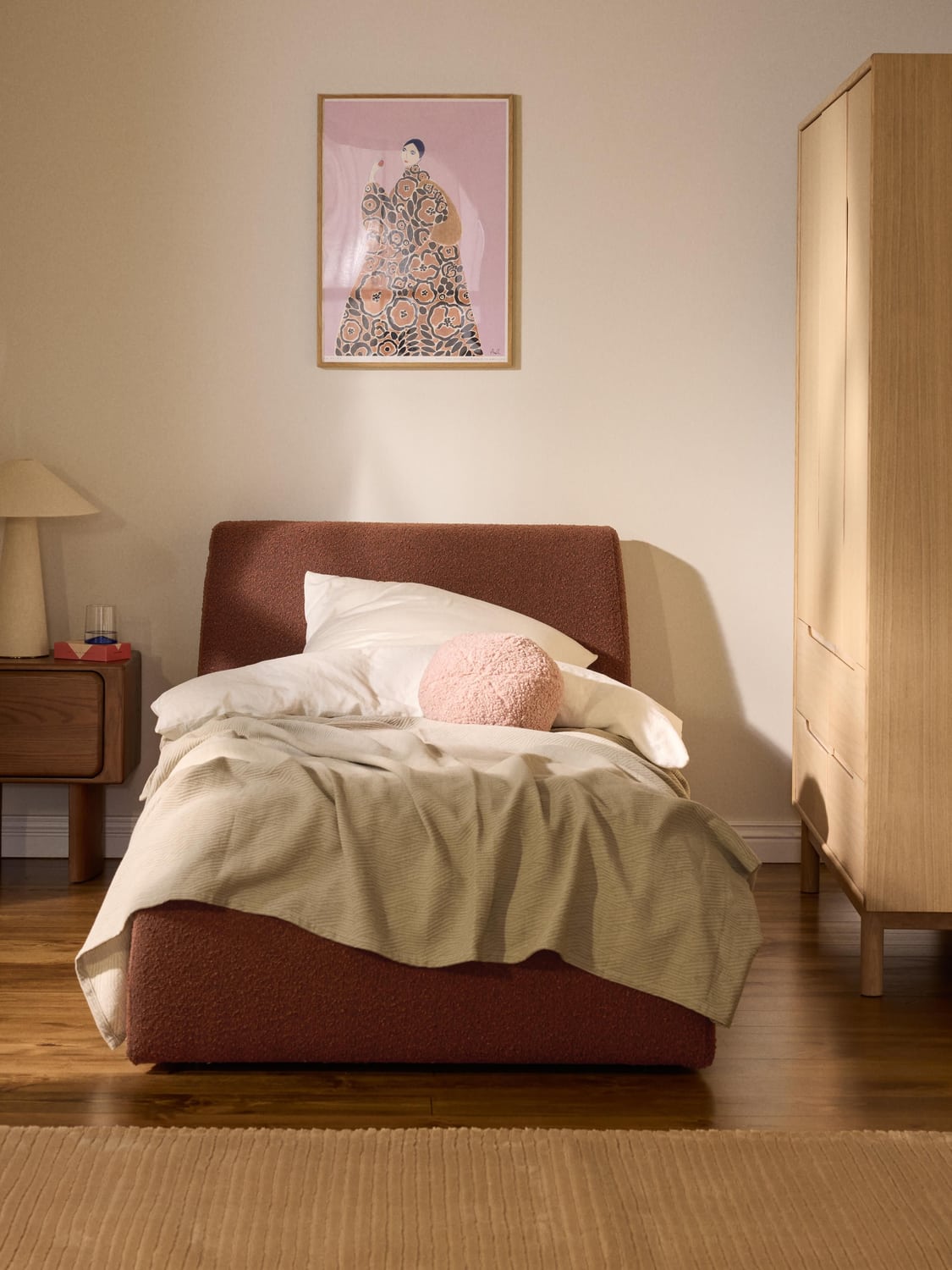 Cloud Bouclé-Single Bed — Clay