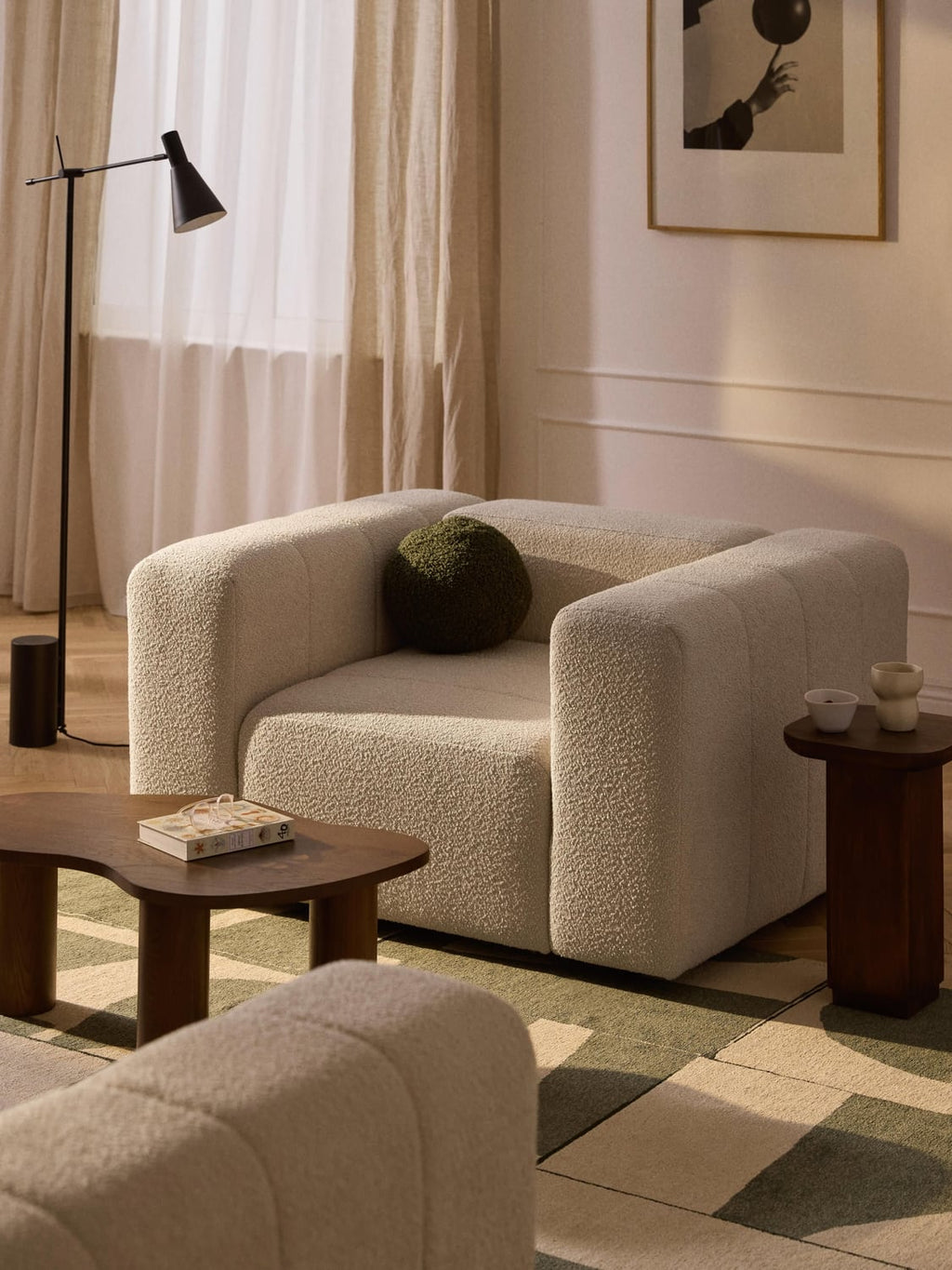 Lena Bouclé Lounge Chair — Blush