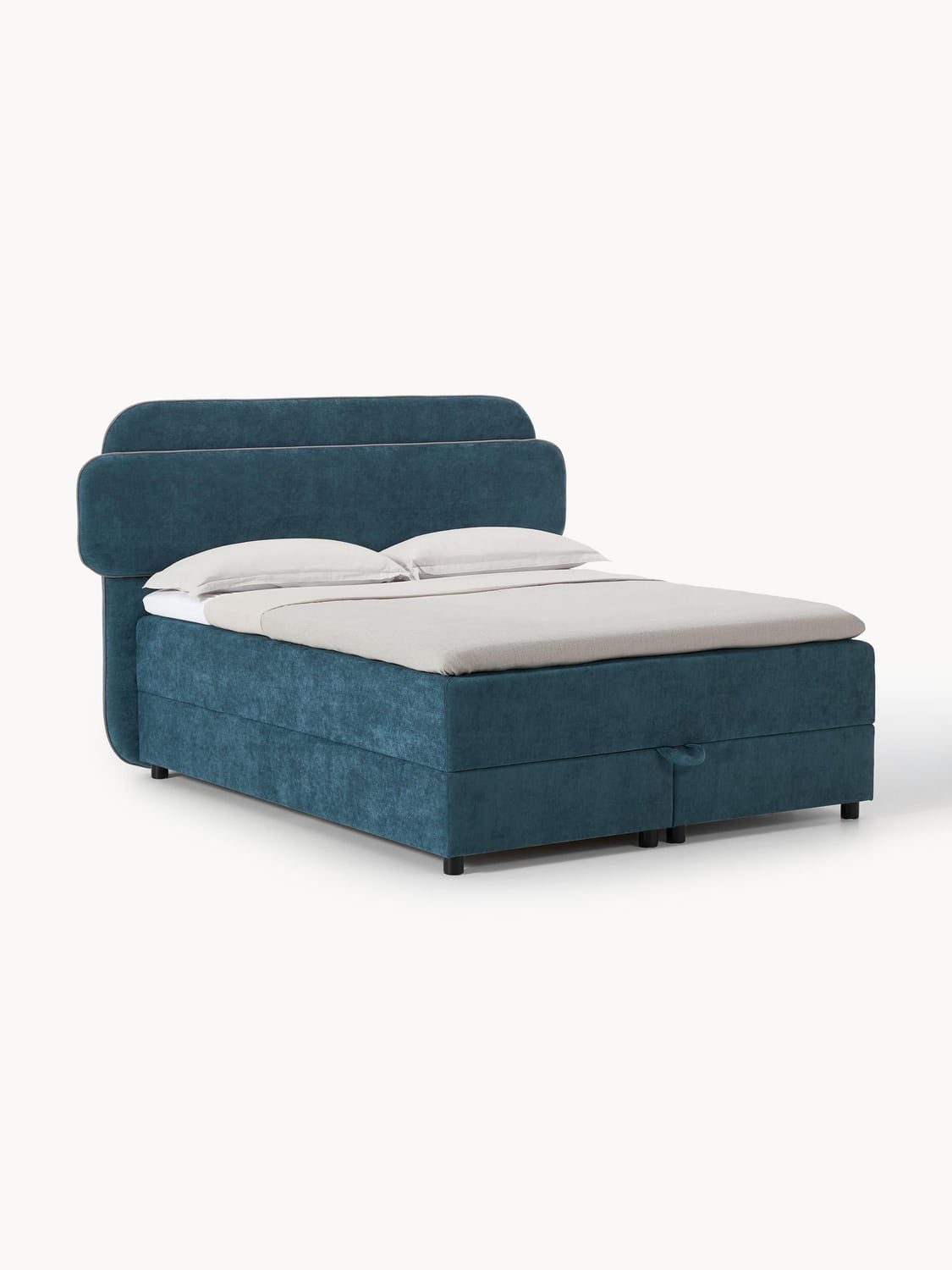Enrica Box-Spring Bed with Storage — Teal