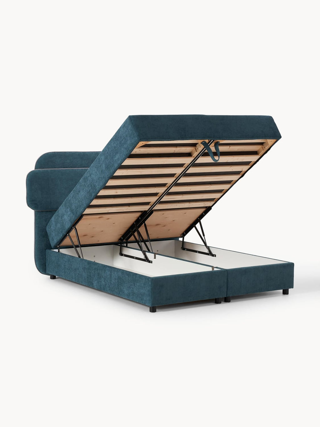 Enrica Box-Spring Bed with Storage — Teal