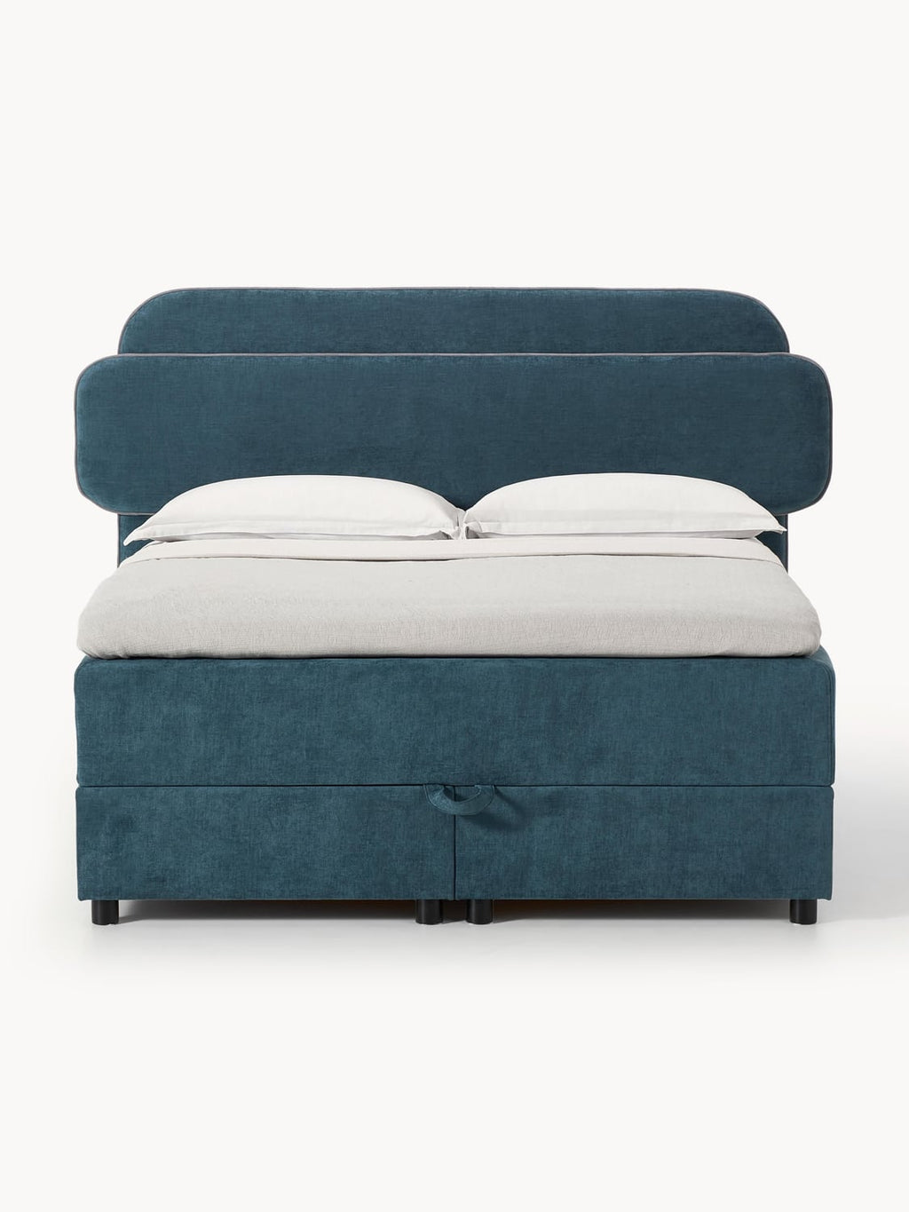 Enrica Box-Spring Bed with Storage — Teal