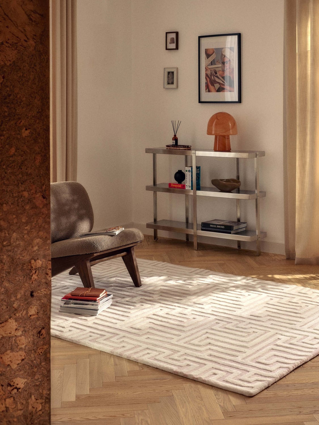 Monty Hand-Tufted Wool Rug with Raised High-Low-Texture — Off-White