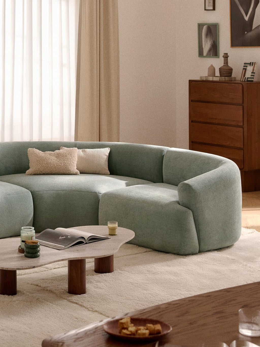 Sofia Round Corner Module — Sand Beige