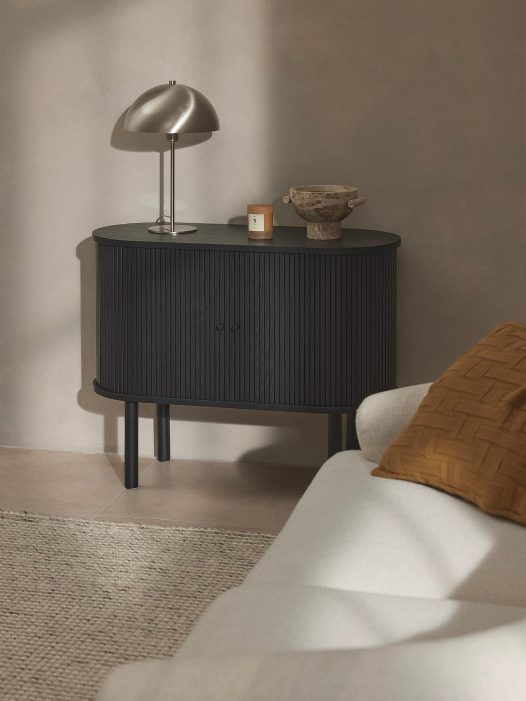 Calary Small Sideboard with Fluted Front — Slate Grey