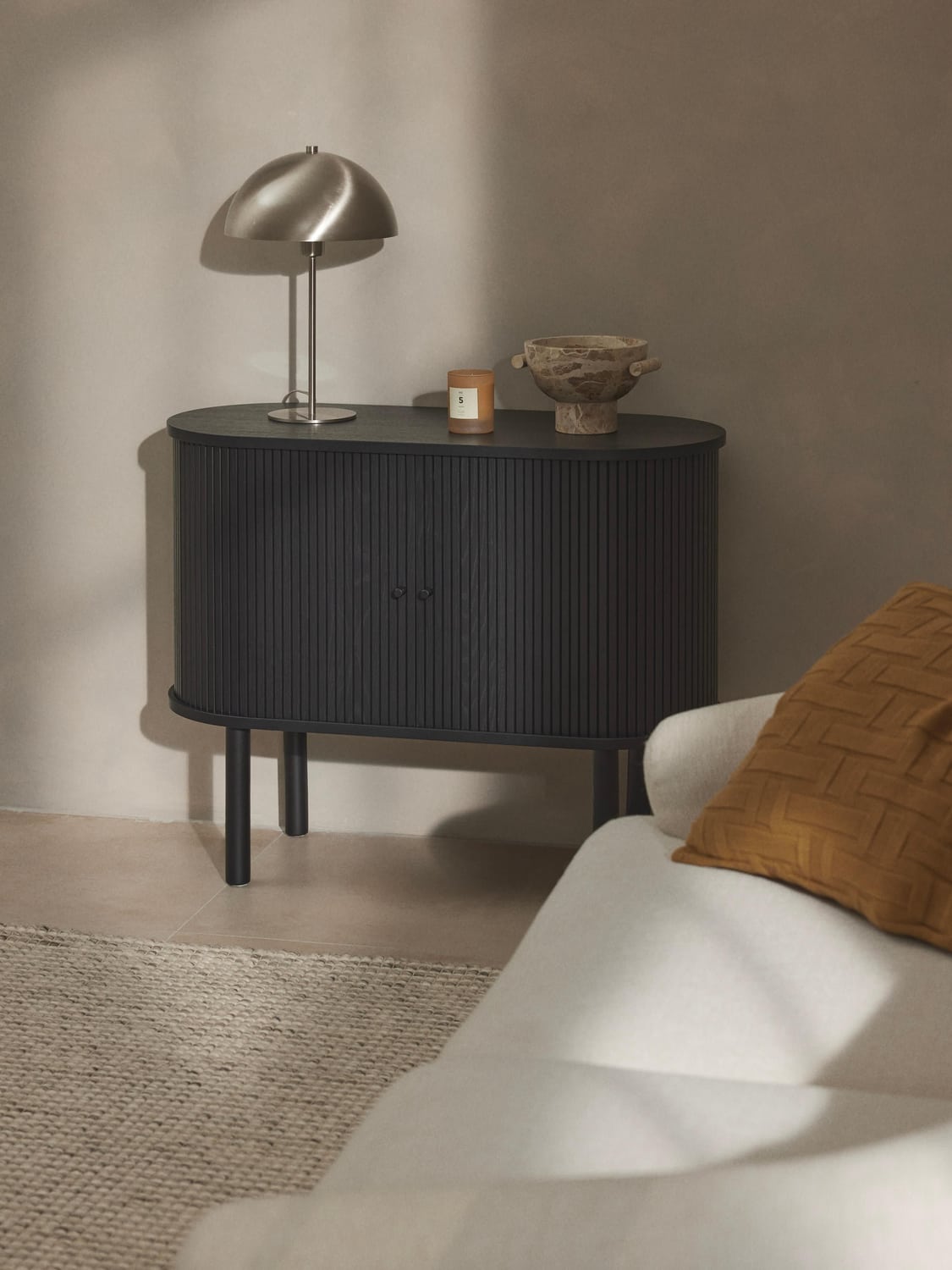 Calary Small Sideboard with Fluted Front — Slate Grey