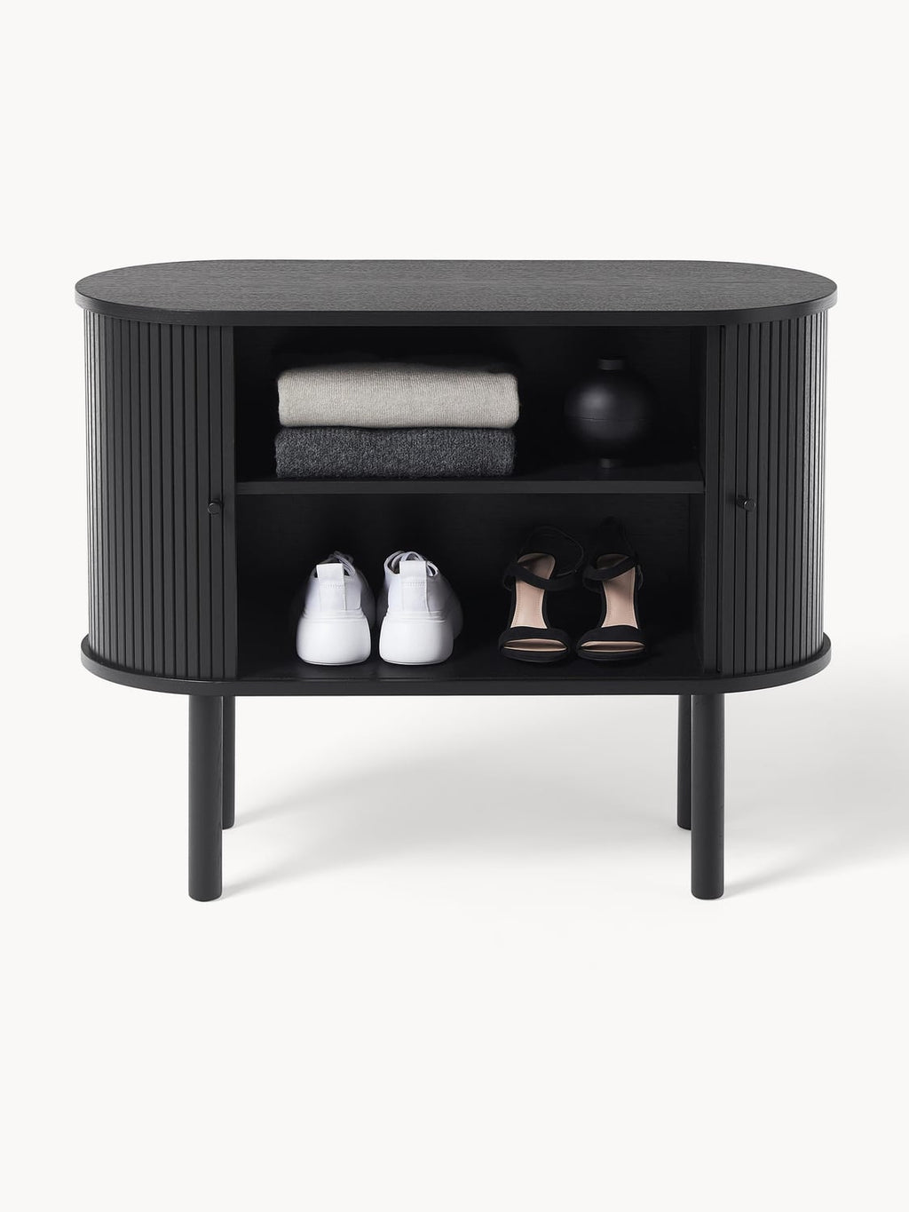 Calary Small Sideboard with Fluted Front — Slate Grey