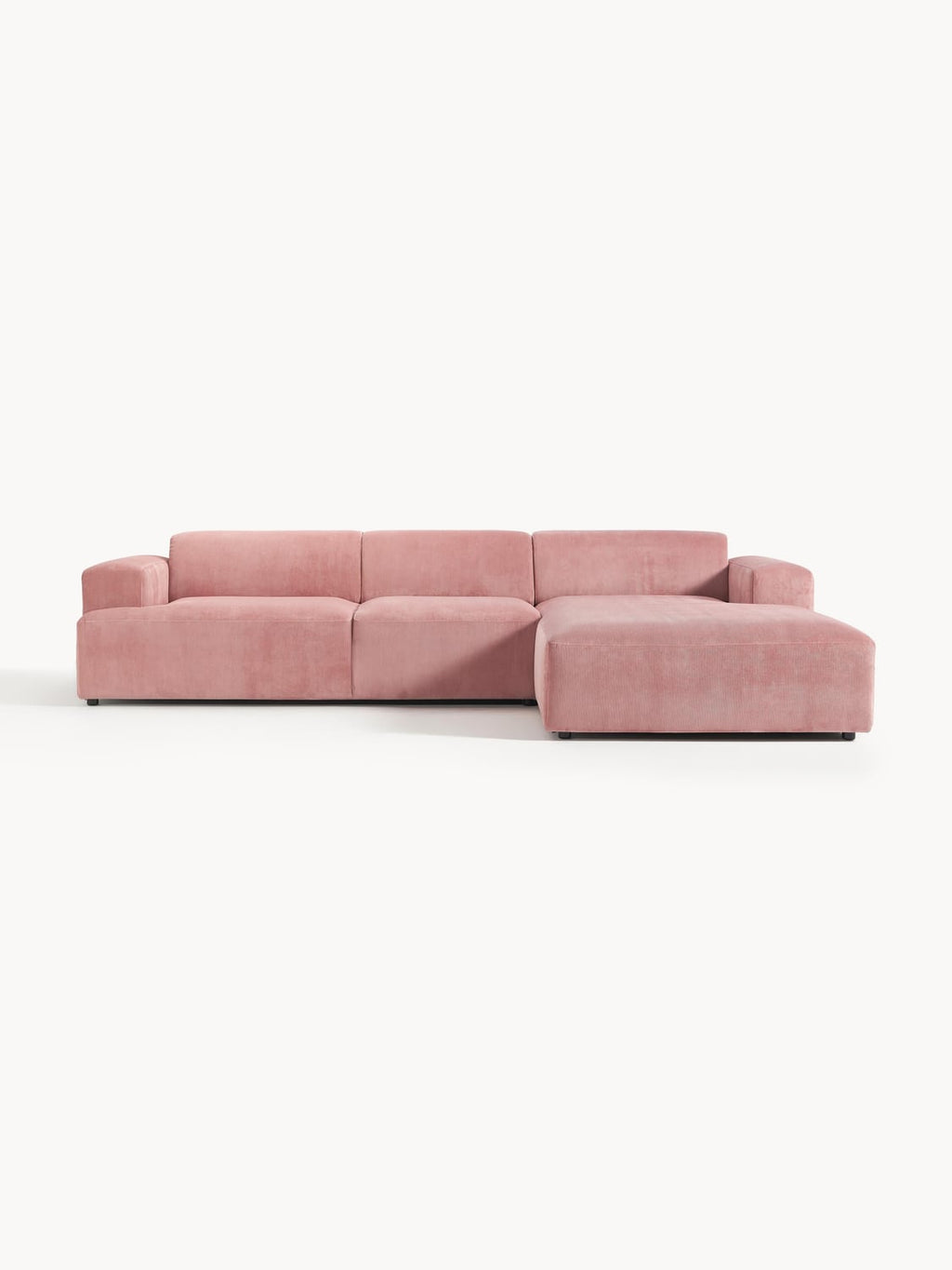 Melva Corduroy Corner Sofa (4-seater) — Warm Grey