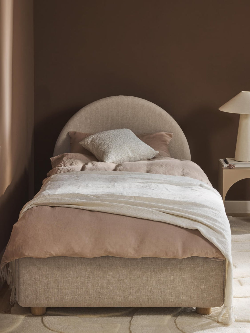 Ebba Single Bed with Storage — Blush