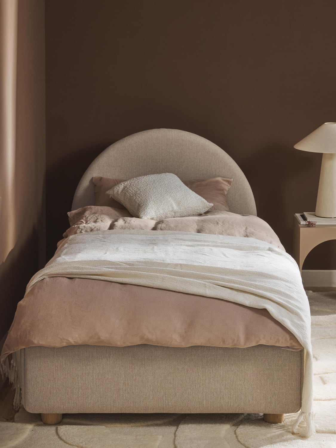 Ebba Single Bed with Storage — Blush
