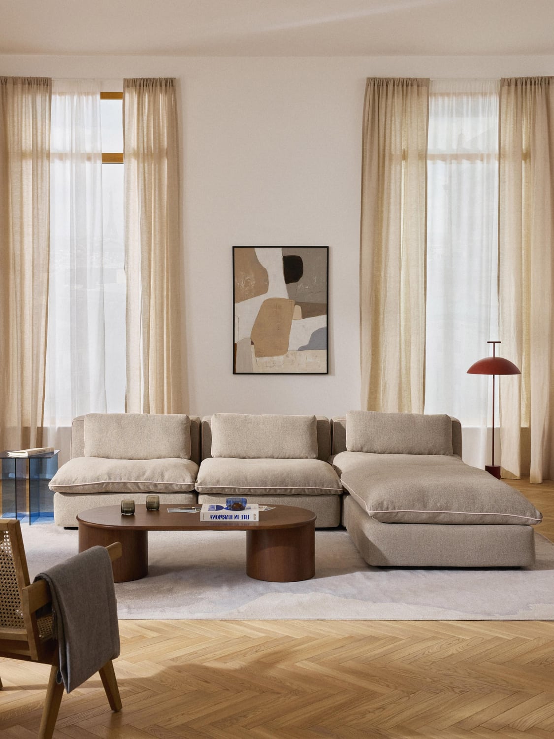 Felix Modular Sofa with Ottoman (left/right) — Warm Grey