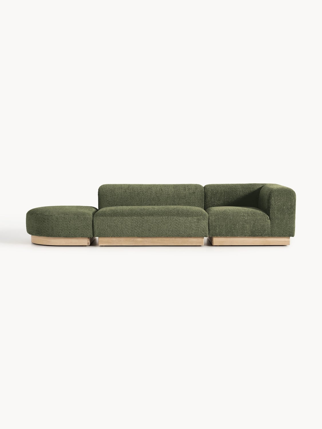 Natalie Modular Ottoman in Teddy Bouclé with Ottoman (left/right) — Khaki