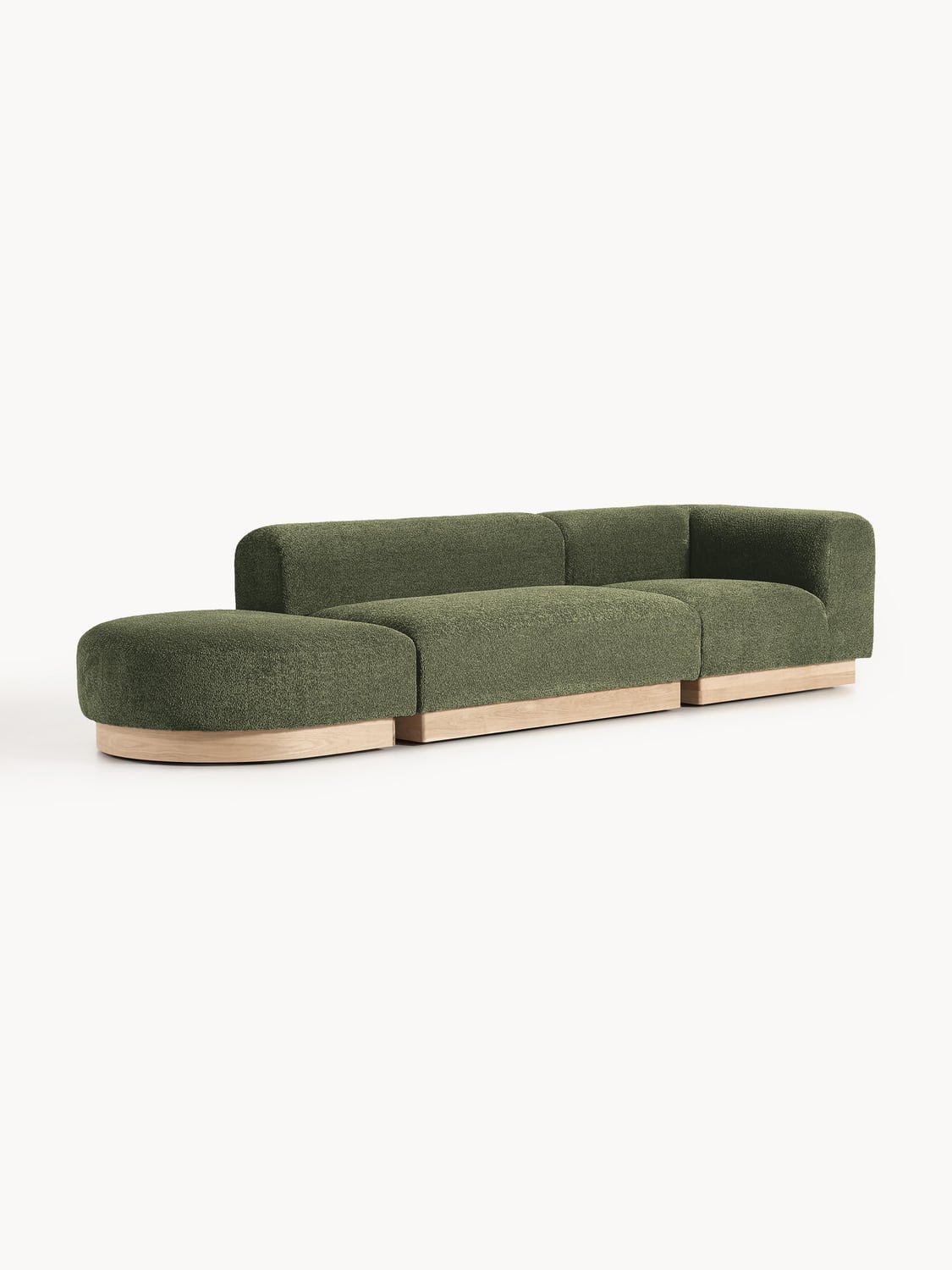 Natalie Modular Ottoman in Teddy Bouclé with Ottoman (left/right) — Khaki
