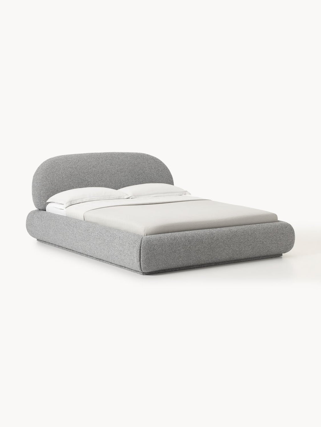 Alba Bouclé Upholstered Bed with Storage — Lilac