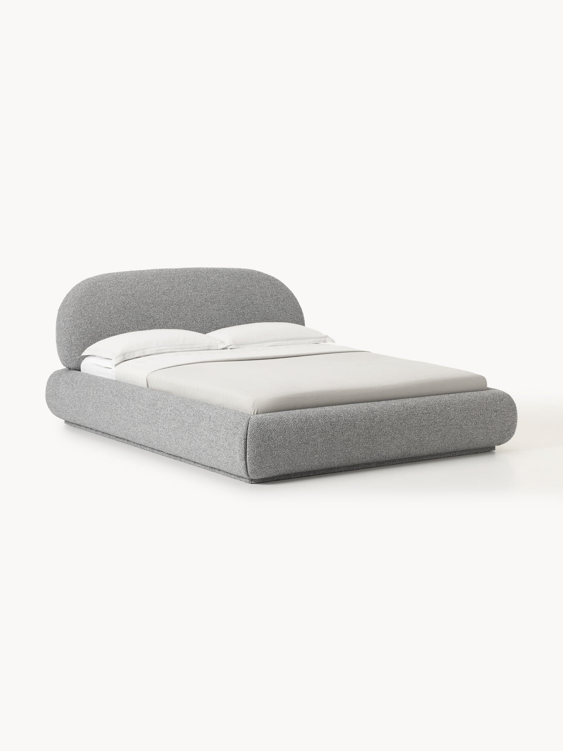 Alba Bouclé Upholstered Bed with Storage — Lilac