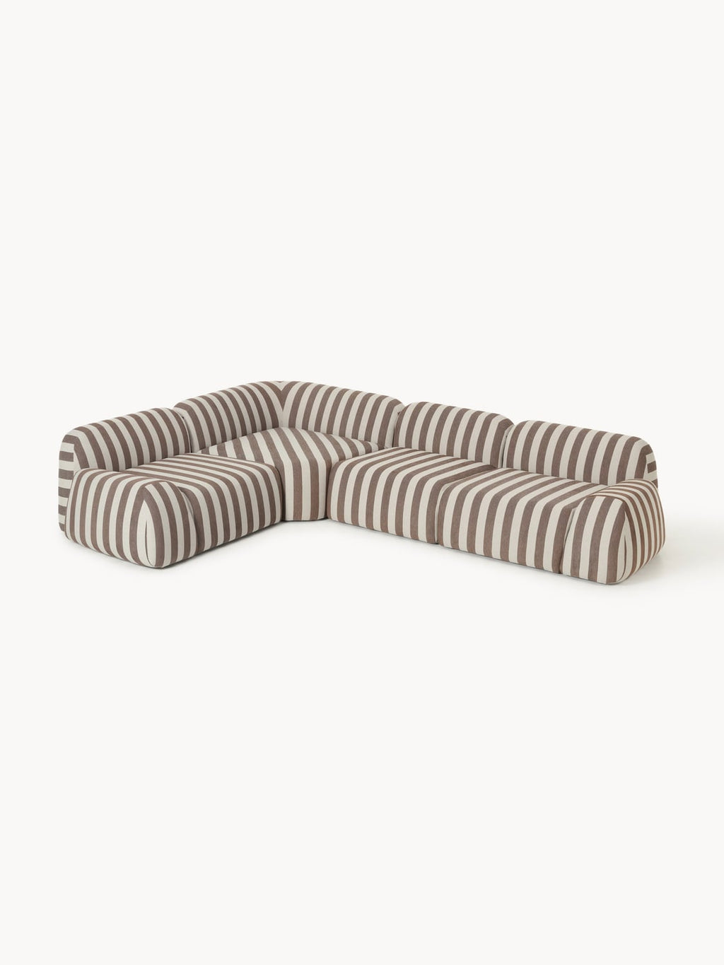 Wolke Modular Striped Corner Sofa (4-seater) — Greige