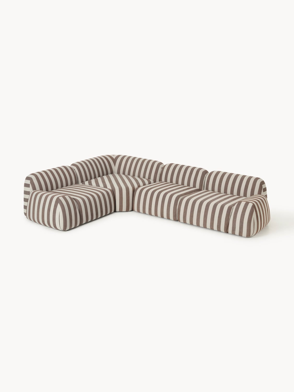 Wolke Modular Striped Corner Sofa (4-seater) — Greige
