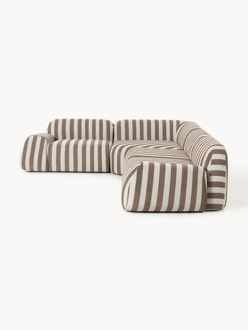 Wolke Modular Striped Corner Sofa (4-seater) — Greige