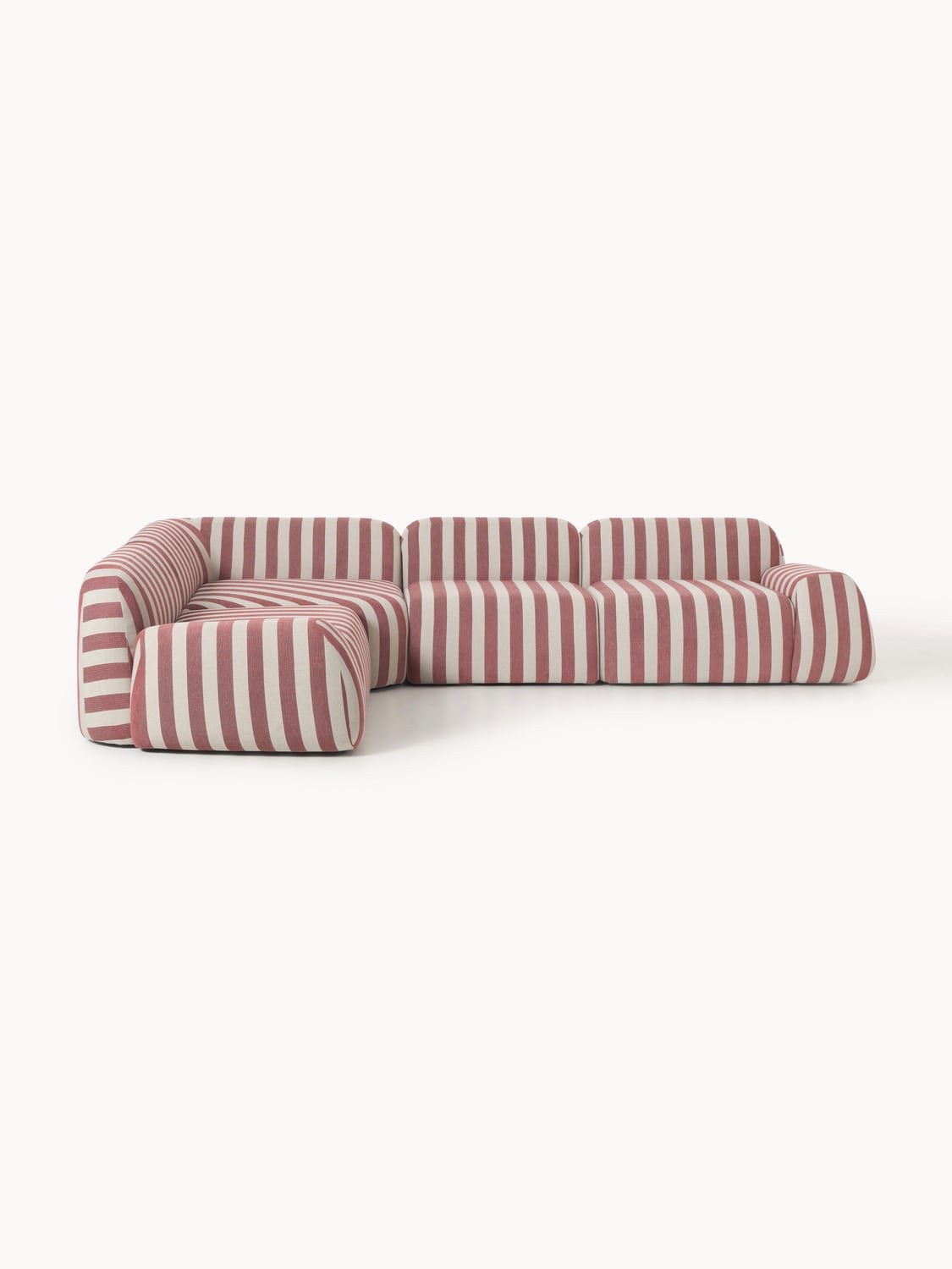 Wolke Modular Striped Corner Sofa (4-seater) — Stone Grey