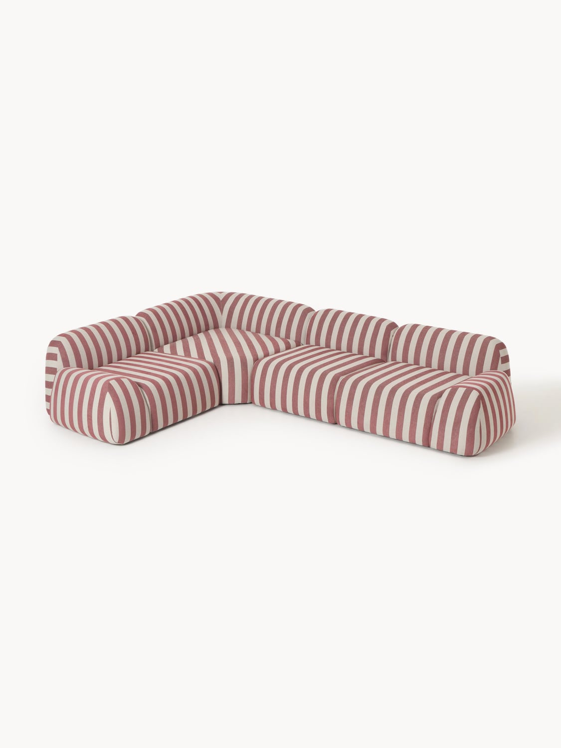 Wolke Modular Striped Corner Sofa (4-seater) — Stone Grey