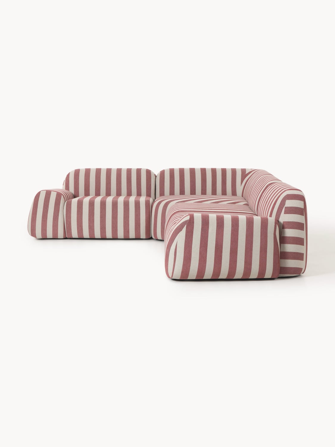 Wolke Modular Striped Corner Sofa (4-seater) — Stone Grey