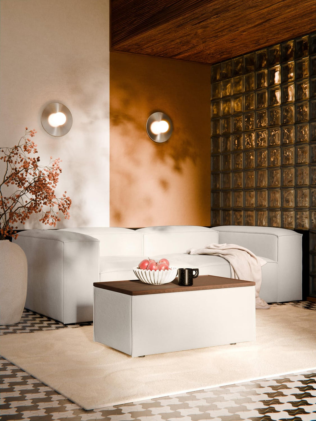 Lennon Sofa Ottoman with Storage — Wheat