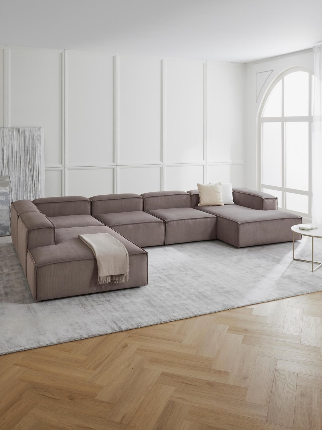 Lennon Ottoman Corner Module in Corduroy — Taupe