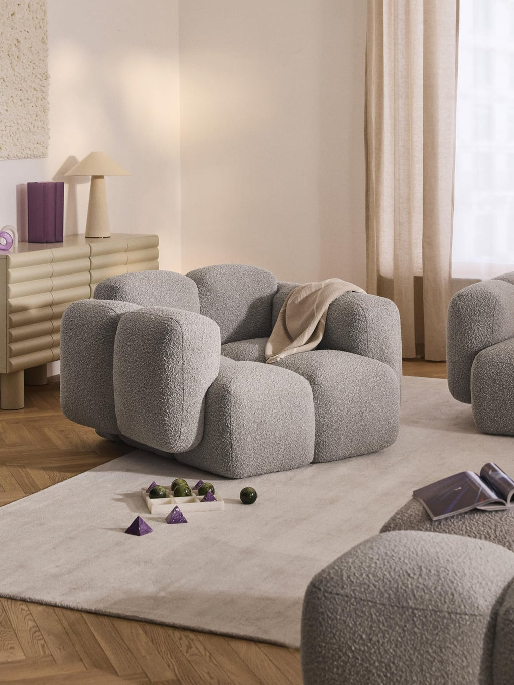 Tayla Lounge Chair in Bouclé — Oatmeal