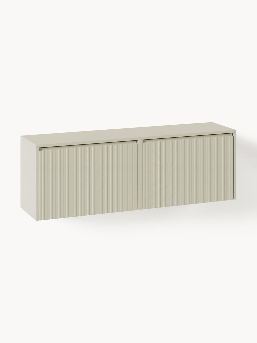 Shea Wall-Mounted Shoe Cabinet with Folding Compartments and Fluted Front — Light Grey