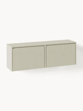 Shea Wall-Mounted Shoe Cabinet with Folding Compartments and Fluted Front — Light Grey