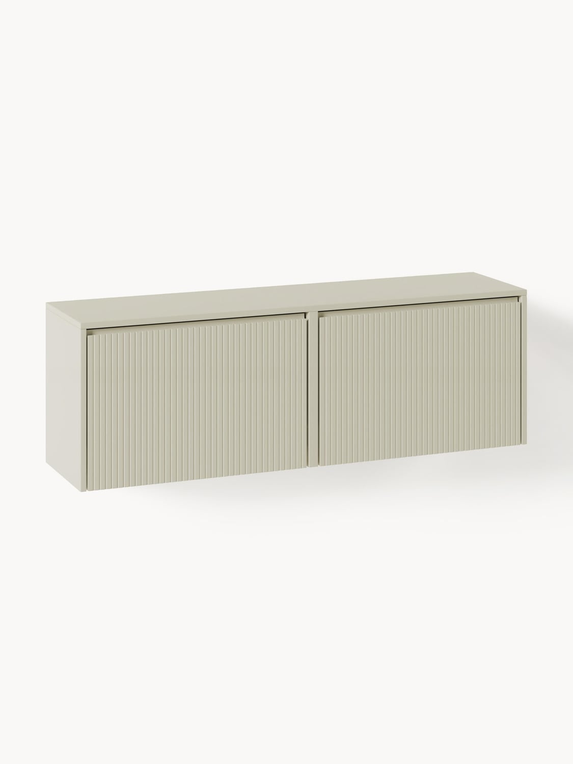 Shea Wall-Mounted Shoe Cabinet with Folding Compartments and Fluted Front — Light Grey