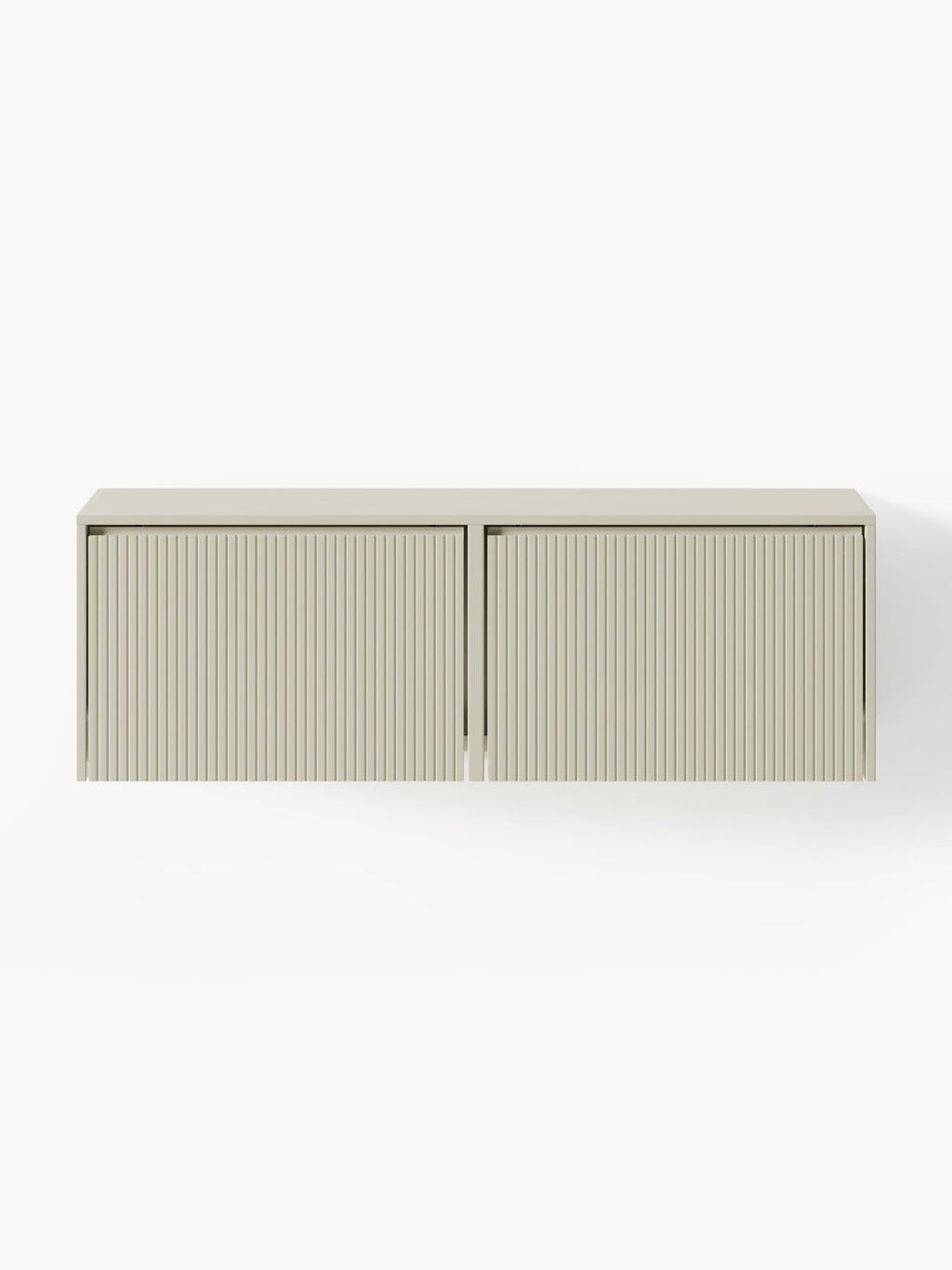 Shea Wall-Mounted Shoe Cabinet with Folding Compartments and Fluted Front — Light Grey