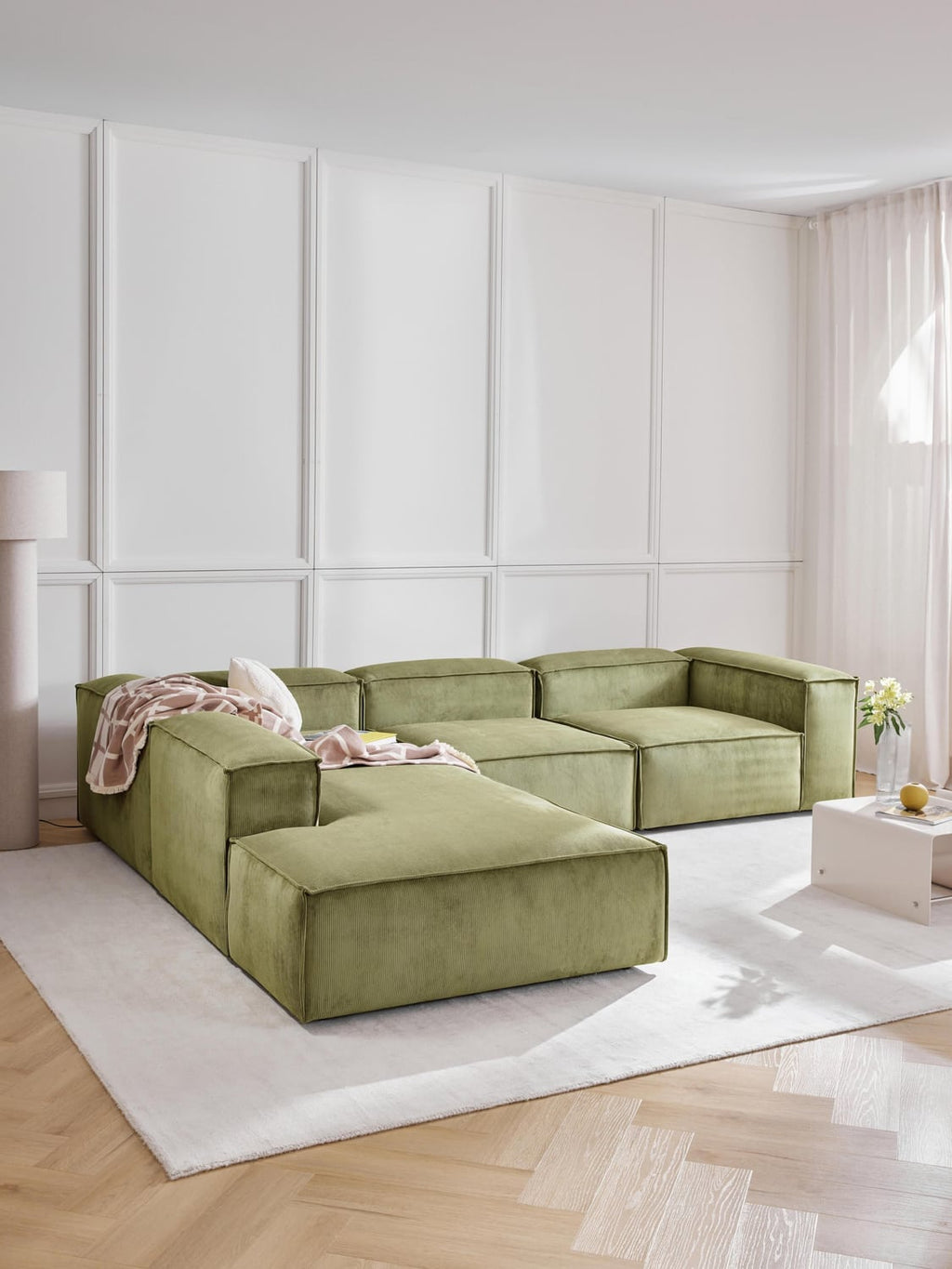 Lennon Modular XL Corner Sofa (4-seater) in Corduroy — Mushroom