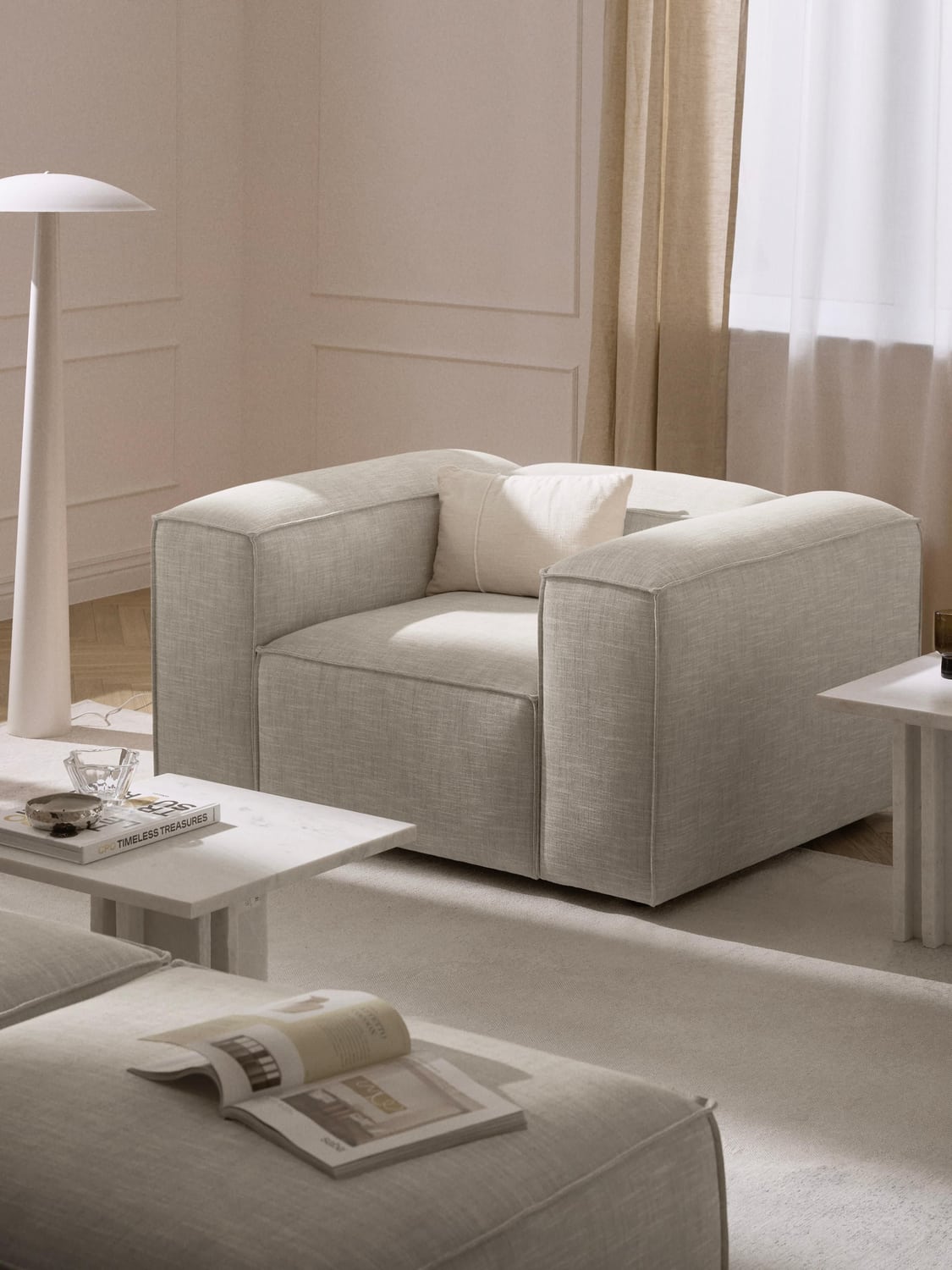 Lennon Armchair in Linen Blend — Oatmeal