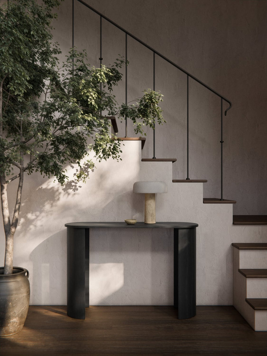 Inola Wood-Console Table — Light Grey