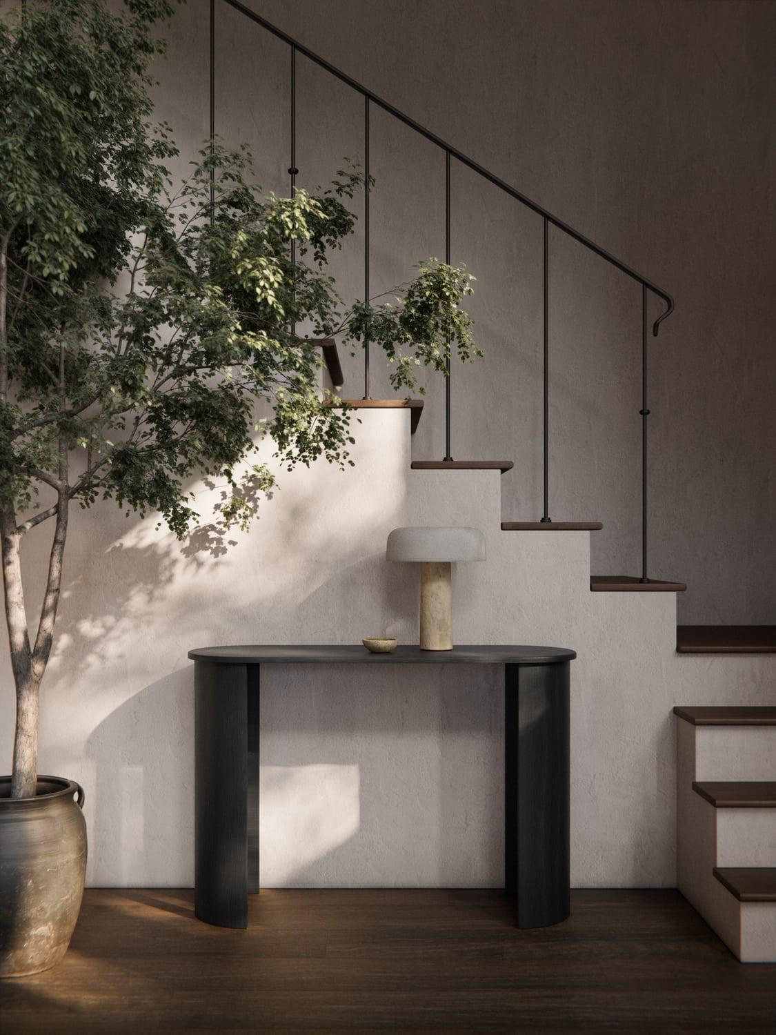 Inola Wood-Console Table — Light Grey