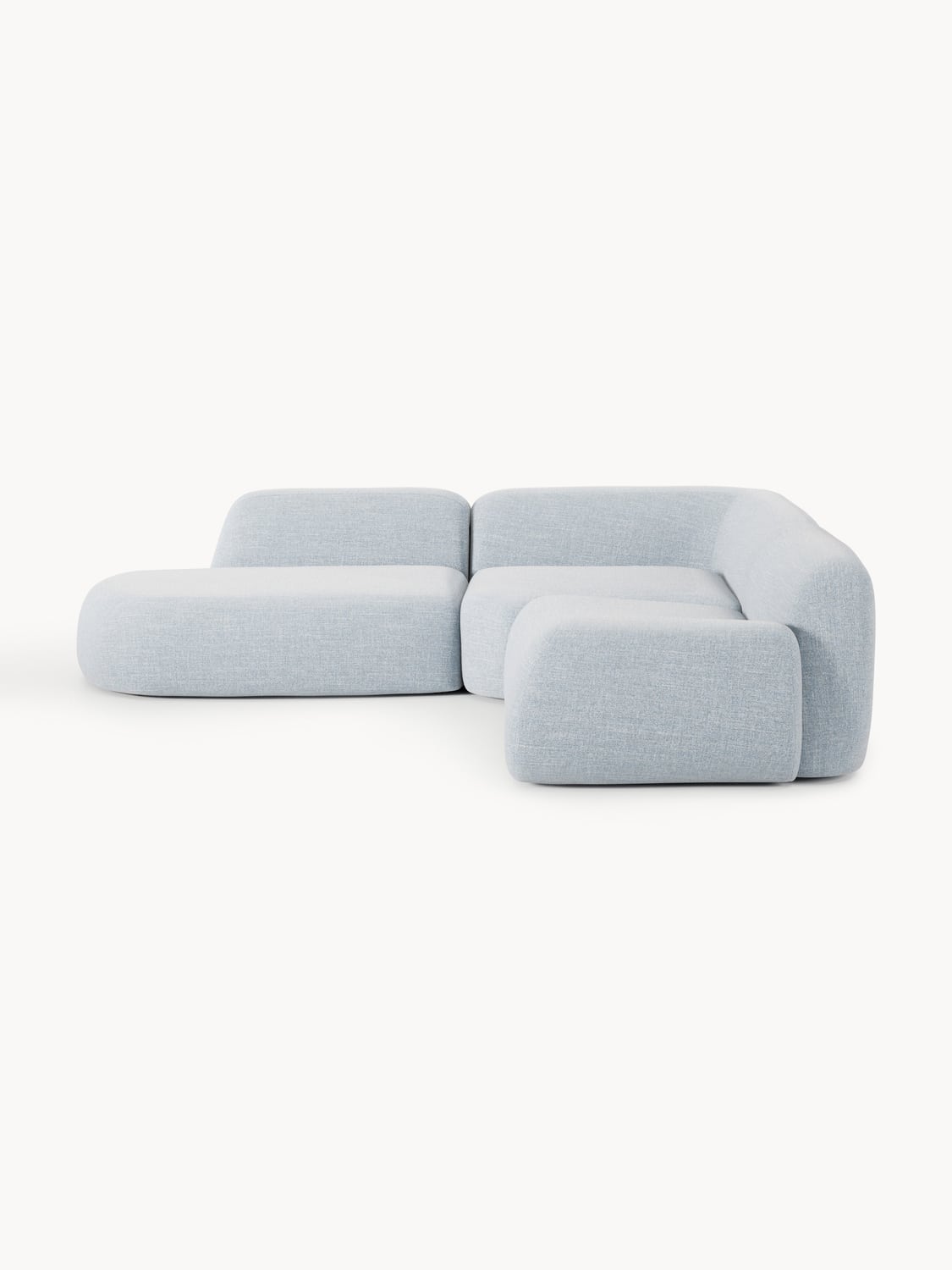 Wolke Modular Bouclé Corner Sofa (4-seater) with Chaise Longue — Pearl Grey