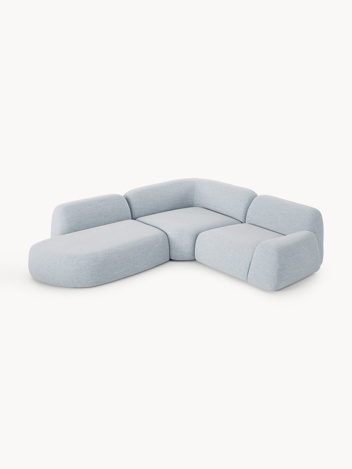 Wolke Modular Bouclé Corner Sofa (4-seater) with Chaise Longue — Pearl Grey